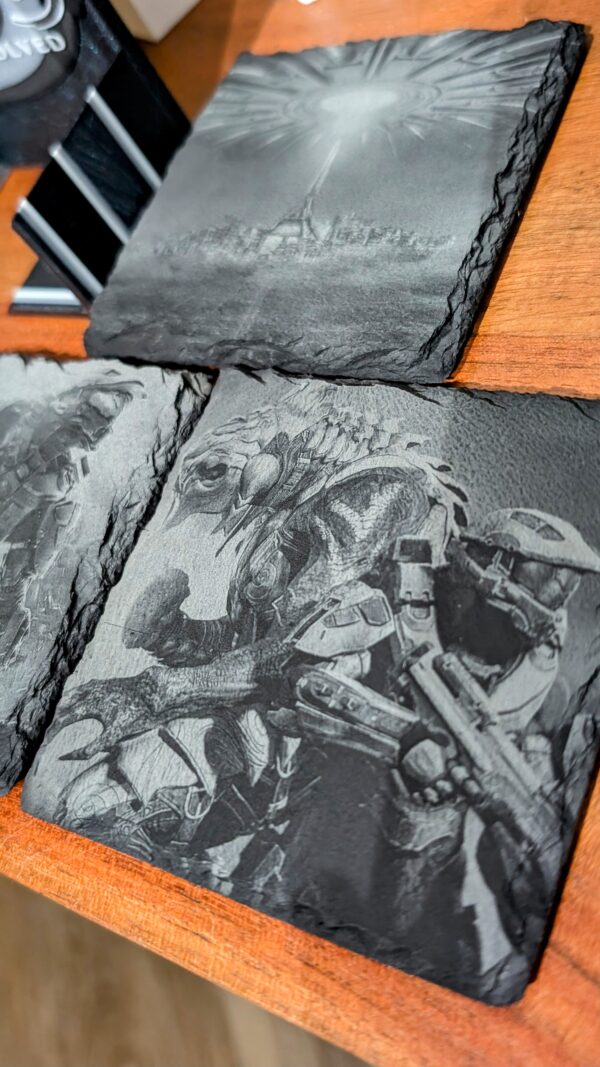 Halo-themed stone coaster set + plastic carrier - Image 14